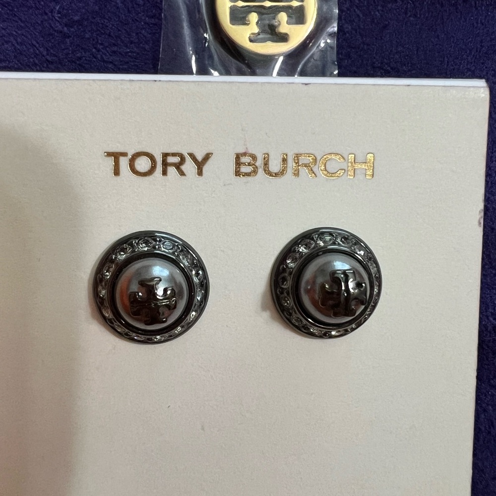 Tory Burch New Gold with gray Earrings